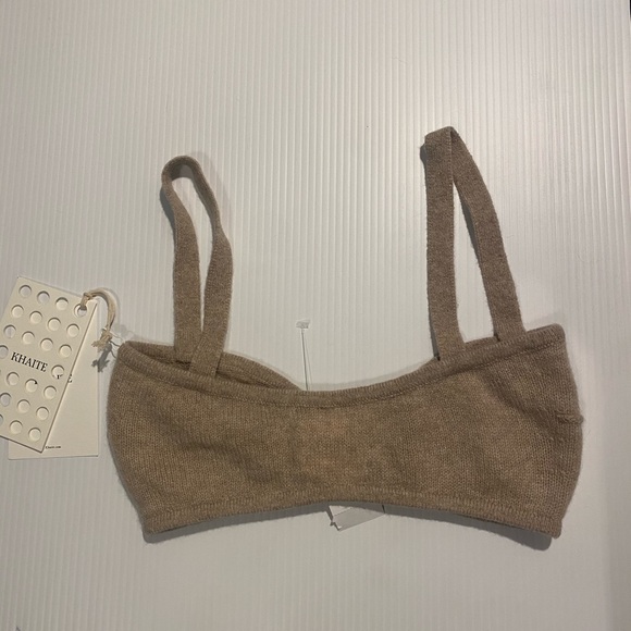KHAITE Eda knitted cashmere Bra bralette powder barley NEW - Picture 8 of 8